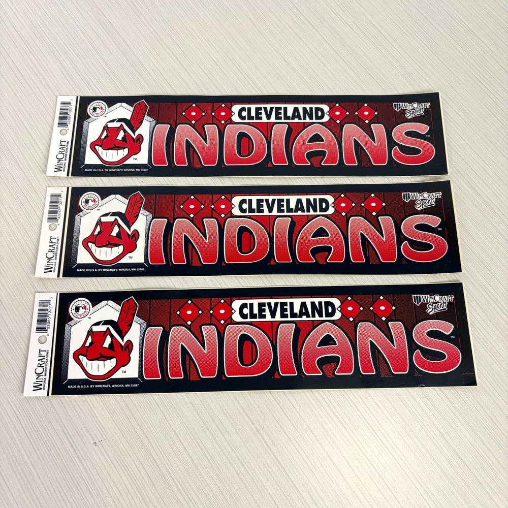 3 Cleveland INDIANS VINYL Bumper Sticker MLB Wincraft LICENSED MADE IN U.S.A.
